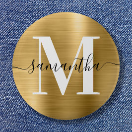 Namnteckning Monogram Guld Shimmer Foil Knapp