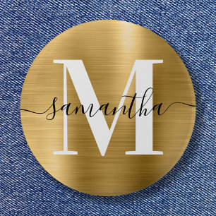 Namnteckning Monogram Guld Shimmer Foil Knapp
