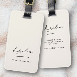 Namnteckning Monogram minimal ivoriansk Elegant Fe Bagagebricka