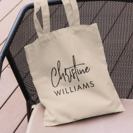 Namnteckning Monogram minimalt handskrivet skript Tygkasse