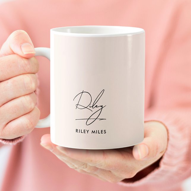Namnteckning Monogram Modern Elegant Classic Kaffemugg (Skapare uppladdad)
