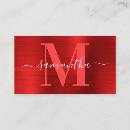 Namnteckning Monogram Red Shimmer Foil Visitkort