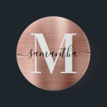 Namnteckning Monogram Ro Guld Shimmer Foil Knapp<br><div class="desc">Skapa egna knappar för giftig personlig namn och monogrammet. färgaden Ro digitalkonst faux foil grafik. Monogram för svart och vit contemporary med elegant namnteckning stil kalligrafi.</div>