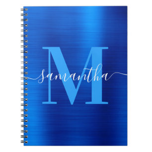 Namnteckning Monogram Royal Blue Foil Anteckningsbok