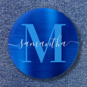 Namnteckning Monogram Royal Blue Foil Knapp