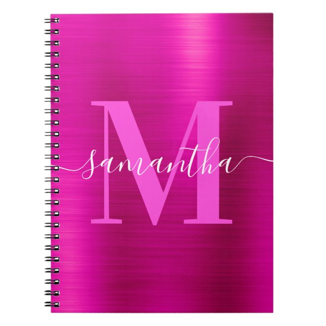 Namnteckning Monogram Shock rosa Shimmer Anteckningsbok (Framsidan)