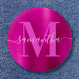 Namnteckning Monogram Shock rosa Shimmer Foil Knapp