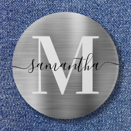 Namnteckning Monogram Silver Shimmer Foil Knapp