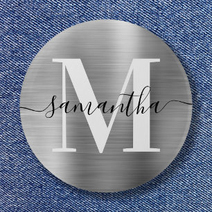 Namnteckning Monogram Silver Shimmer Foil Knapp