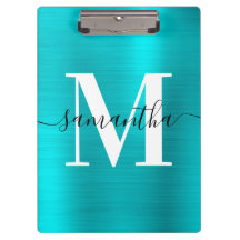 Namnteckning Monogram turkos Blue Shimmer Foil