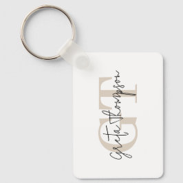 Namnteckning Namn Beige Monogram Nyckelring