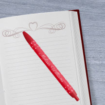Namnteckning Namn White Polka dots Red Background