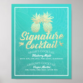 Namnteckning Poster Cocktail Drink Menu Bröllop De