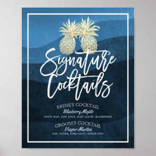 Namnteckning Poster Cocktail Drink Menu Bröllop De