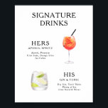 Namnteckning Poster Drinks Bröllop Cocktail-meny<br><div class="desc">Anpassa den här bröllop-cocktail-menyn och det kommer säkert att imponera! Se till att du poster papper för arkivets heavyweight om du vill göra det enklare.</div>
