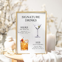 Namnteckning Poster Drinks Bröllop Cocktail-meny