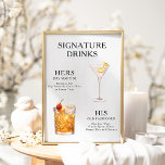 Namnteckning Poster Drinks Bröllop Cocktail-meny<br><div class="desc">Anpassa den här bröllop-cocktail-menyn och det kommer säkert att imponera!</div>