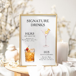 Namnteckning Poster Drinks Bröllop Cocktail-meny