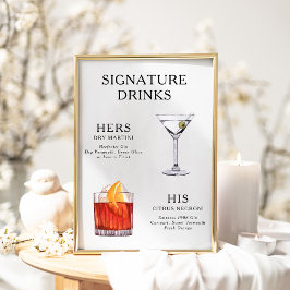 Namnteckning Poster Drinks Bröllop Cocktail-meny