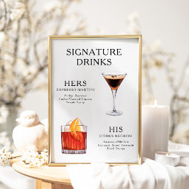 Namnteckning Poster Drinks Bröllop Cocktail-meny