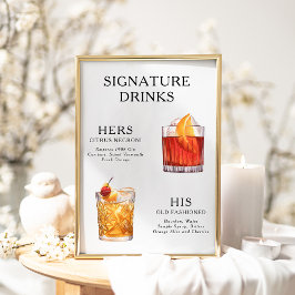 Namnteckning Poster Drinks Bröllop Cocktail-meny