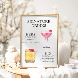 Namnteckning Poster Drinks Bröllop Cocktail-meny