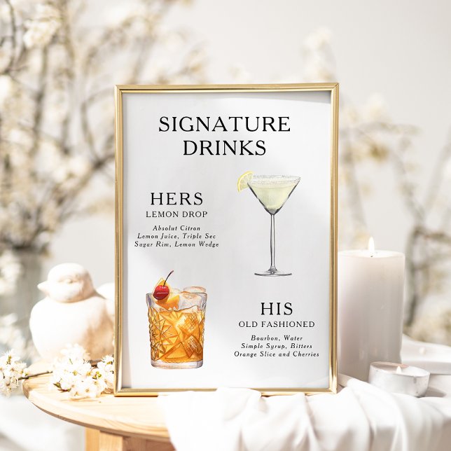 Namnteckning Poster Drinks Bröllop Cocktail-meny (Skapare uppladdad)