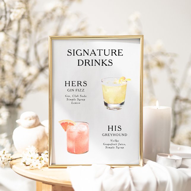 Namnteckning Poster Drinks Bröllop Cocktail-meny (Skapare uppladdad)