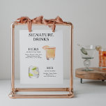 Namnteckning Poster Drinks Bröllop Cocktail-meny<br><div class="desc">Anpassa den här bröllop-cocktail-menyn och det kommer säkert att imponera! Se till att du poster papper för arkivets heavyweight om du vill göra det enklare.</div>