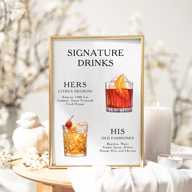 Namnteckning Poster Drinks Bröllop Cocktail-meny (Skapare uppladdad)