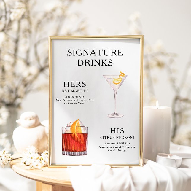 Namnteckning Poster Drinks Bröllop Cocktail-meny (Skapare uppladdad)