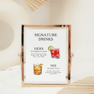 Namnteckning Poster Drinks Bröllop Cocktail-meny