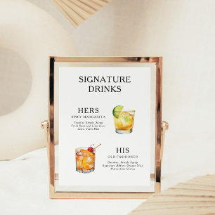 Namnteckning Poster Drinks Bröllop Cocktail-meny