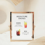 Namnteckning Poster Drinks Bröllop Cocktail-meny<br><div class="desc">Anpassa den här bröllop-cocktail-menyn och det kommer säkert att imponera! Se till att du poster papper för arkivets heavyweight om du vill göra det enklare.</div>