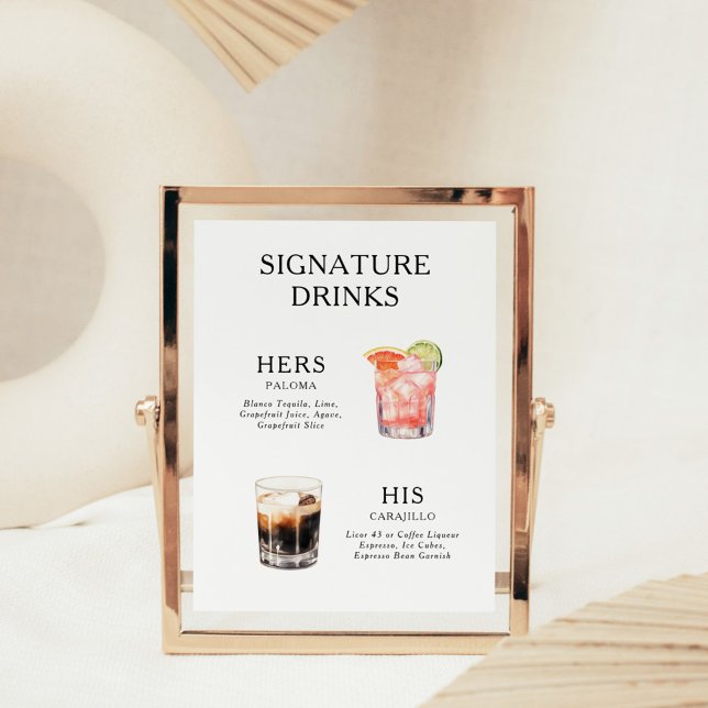 Namnteckning Poster Drinks Bröllop Cocktail-meny (Skapare uppladdad)