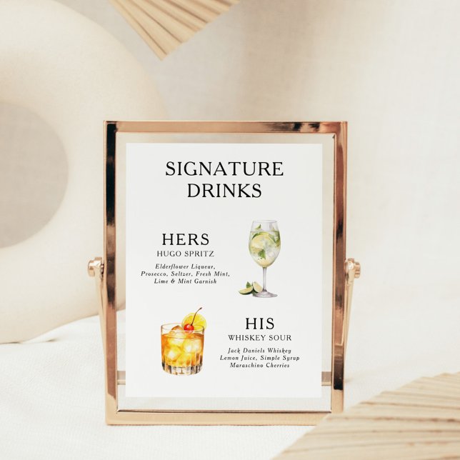 Namnteckning Poster Drinks Bröllop Cocktail-meny (Skapare uppladdad)