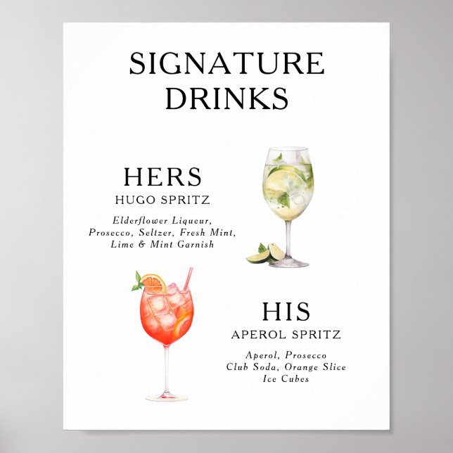 Namnteckning Poster Drinks Bröllop Cocktail-meny (Framsidan)
