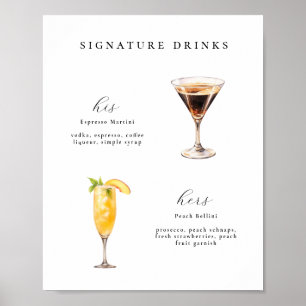 Namnteckning Poster Drinks Bröllop Cocktails