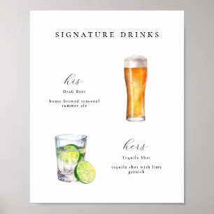 Namnteckning Poster Drinks Bröllop Cocktails