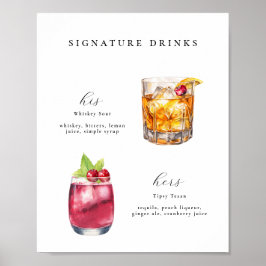 Namnteckning Poster Drinks Bröllop Cocktails