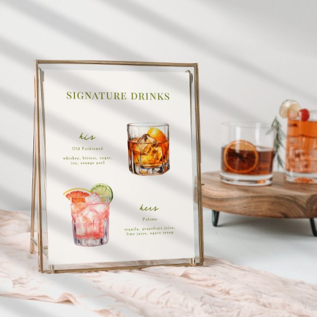 Namnteckning Poster Drinks Bröllop Cocktails (Skapare uppladdad)