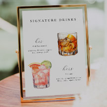 Namnteckning Poster Drinks Bröllop Cocktails