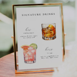 Namnteckning Poster Drinks Bröllop Cocktails