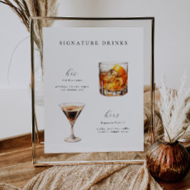 Namnteckning Poster Drinks Bröllop Cocktails
