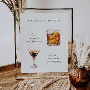 Namnteckning Poster Drinks Bröllop Cocktails