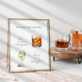 Namnteckning Poster Drinks Bröllop Cocktails