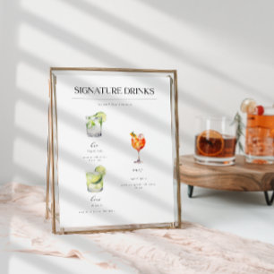 Namnteckning Poster Drinks Bröllop Cocktails