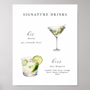 Namnteckning Poster Drinks Bröllop Cocktails