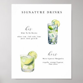 Namnteckning Poster Drinks Bröllop Cocktails