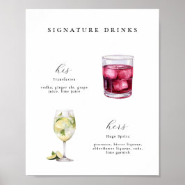 Namnteckning Poster Drinks Bröllop Cocktails